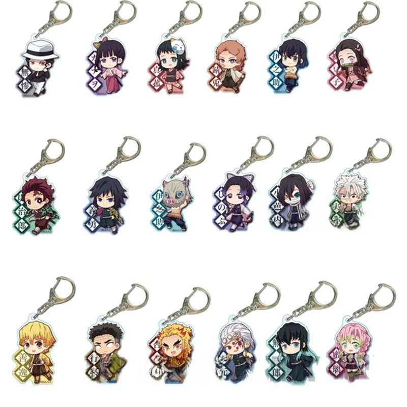Porte-clés en acrylique Demon Slayer, Kamado Tanjirou Agatsuma Zenitsu Rengoku Kyoujurou Sabito Kibutsuji Muzan, pendentif figurine