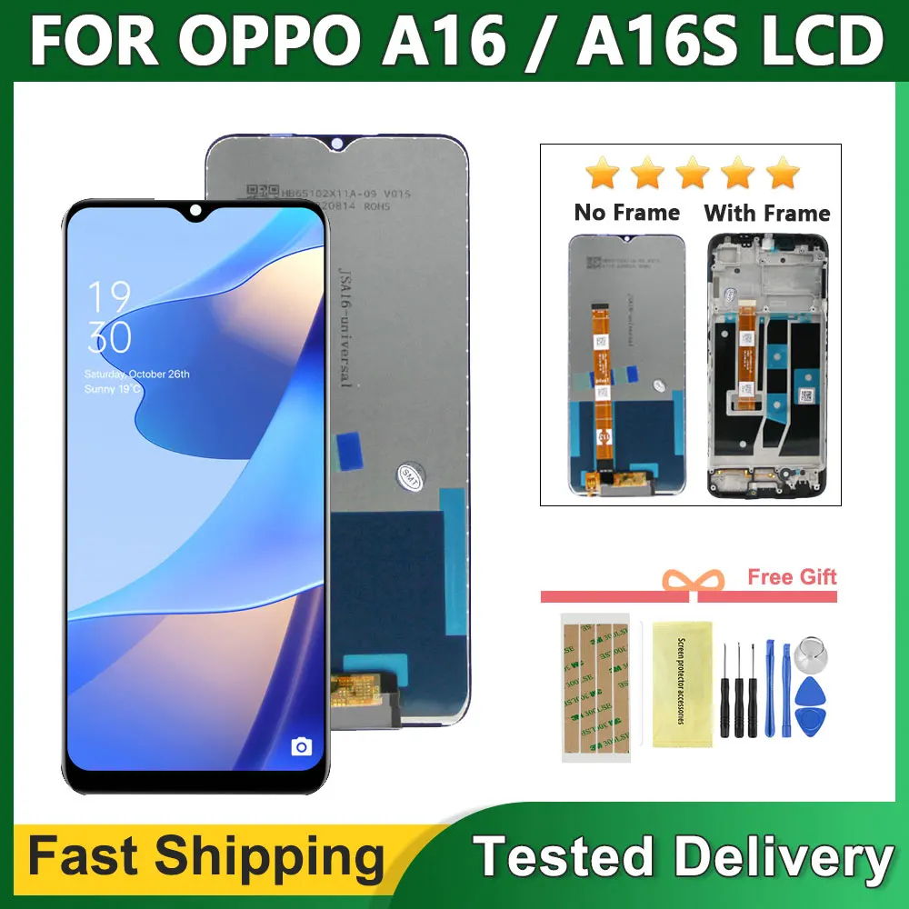 6.52\'\' For OPPO A16 2021 CPH2269 LCD Display Touch Screen Digitizer Assembly With Frame For OPPO A16s CPH2271 Screen Display