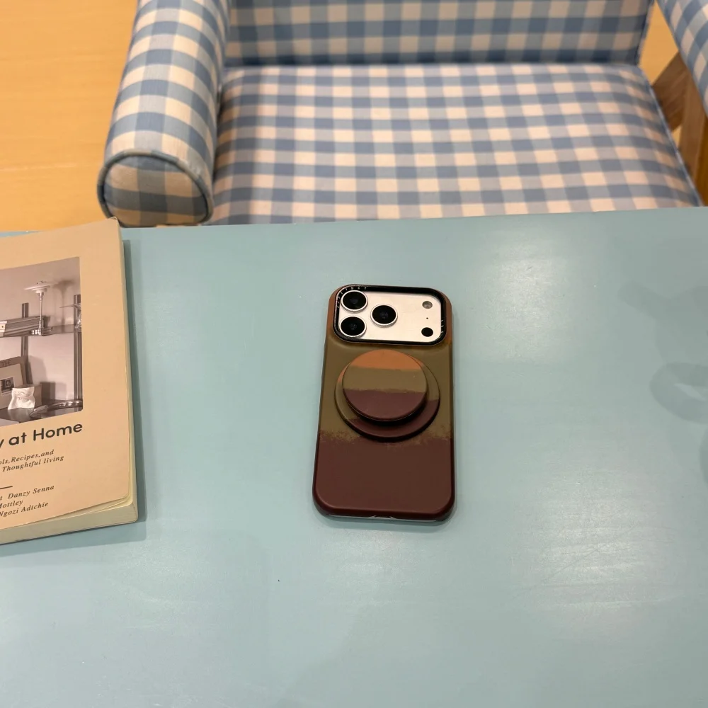 متباين باللونين البني والأخضر لحافظة الهاتف المحمول ذات الحامل المغناطيسي، مناسبة لهاتف iPhone 14/15/16/17 Pro Max، حافظة واقية جديدة مضادة للصدمات #1