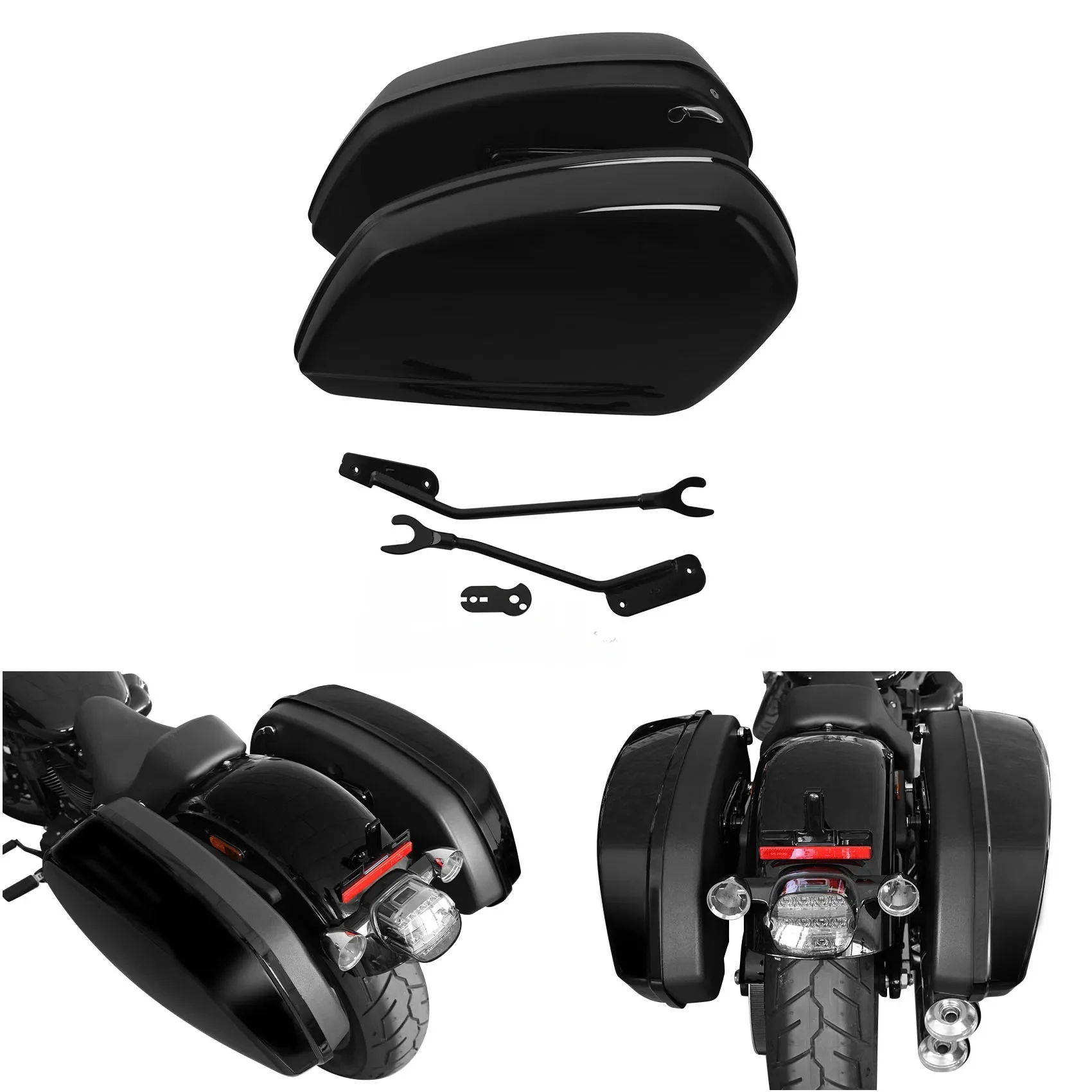 Błyszczące czarne torby siodłowe do Harley Softail Low Rider ST FXLRST 2022-2024 2023 bagażnik motocyklowy bagażnik — zdjęcie 2