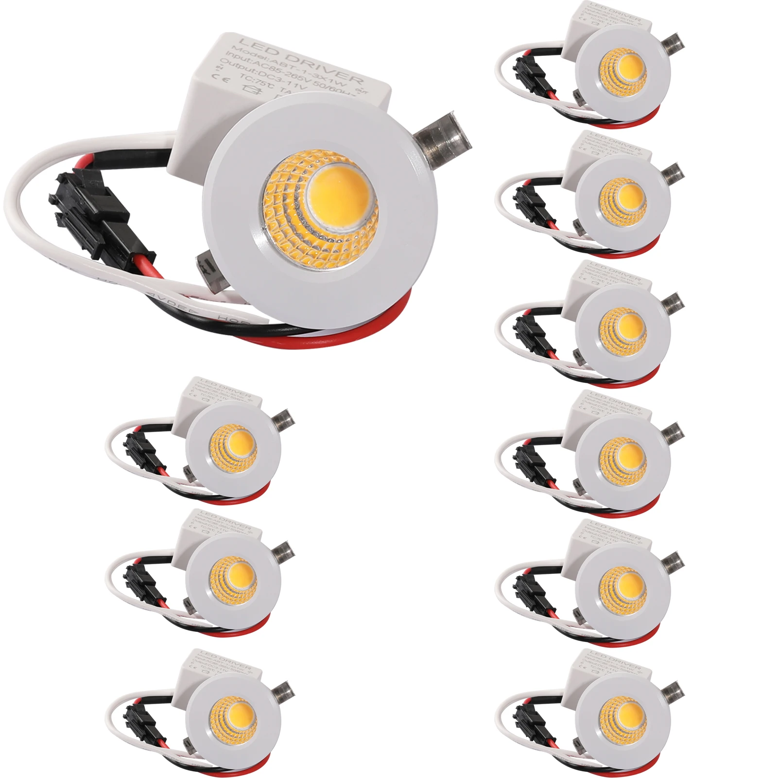 10pc/pack Mini COB LED Spotlights 3W 29mm 100V-240V Jewelry Display Ceiling Recessed Cabinet Spot Lamp Down Lights