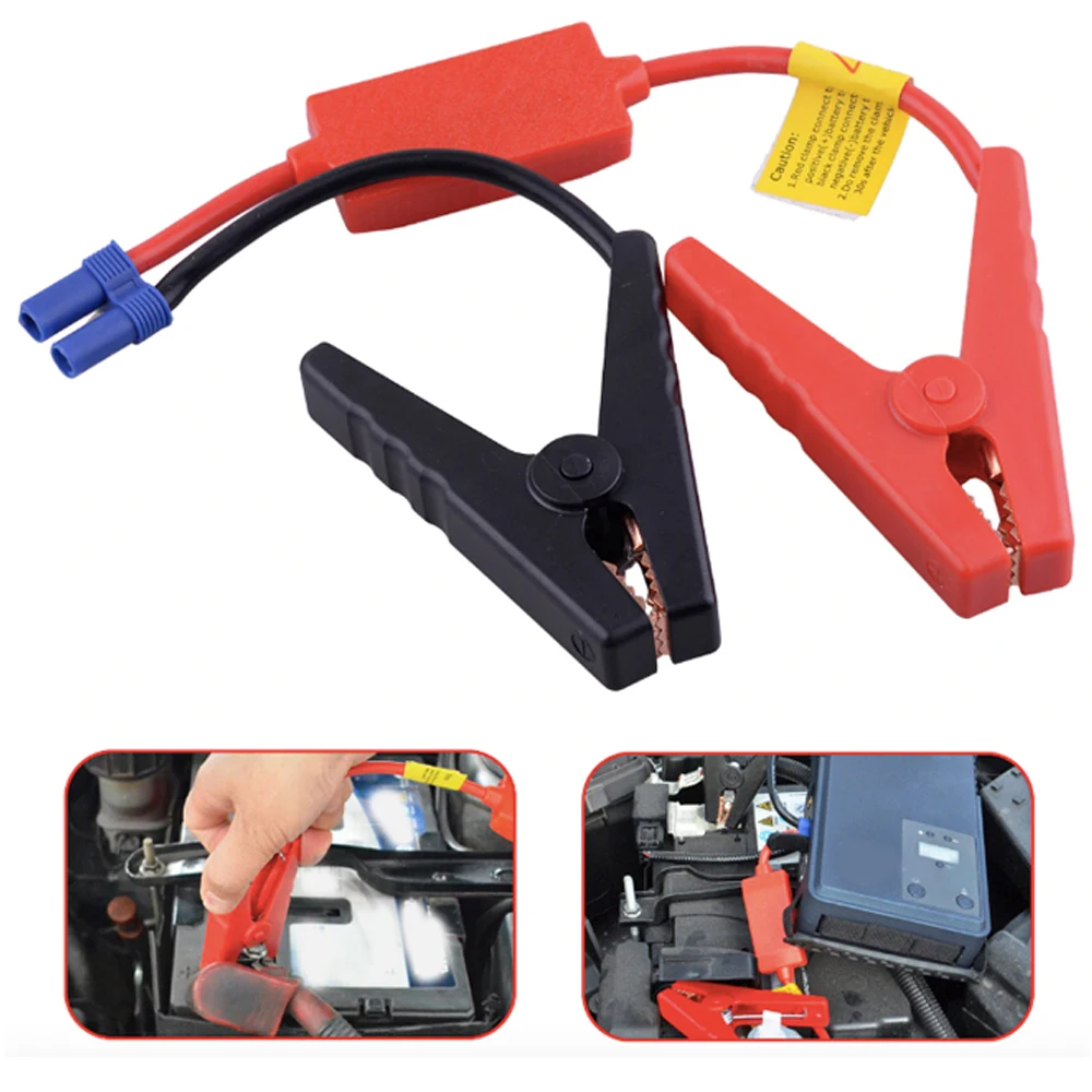 Portable Jump Starter Cable Alligator Clamp Clip Connector Battery EC5 Plug