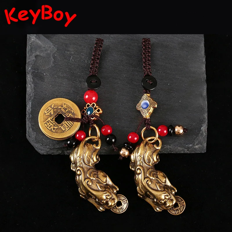 Chinese Beast PIXIU Keychains Money Qilin Keychain Symbol of Wealth and Lucky Fengshui Car Keyring Bag Hanging Pendant Gifts