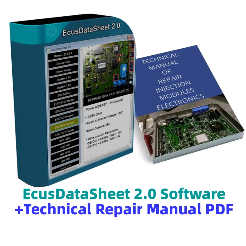 Ecus Datasheet 2.0 ECU Repair Software PCB Schematics with Electronic Components + ECU REPAIR TECHNICAL MANUAL