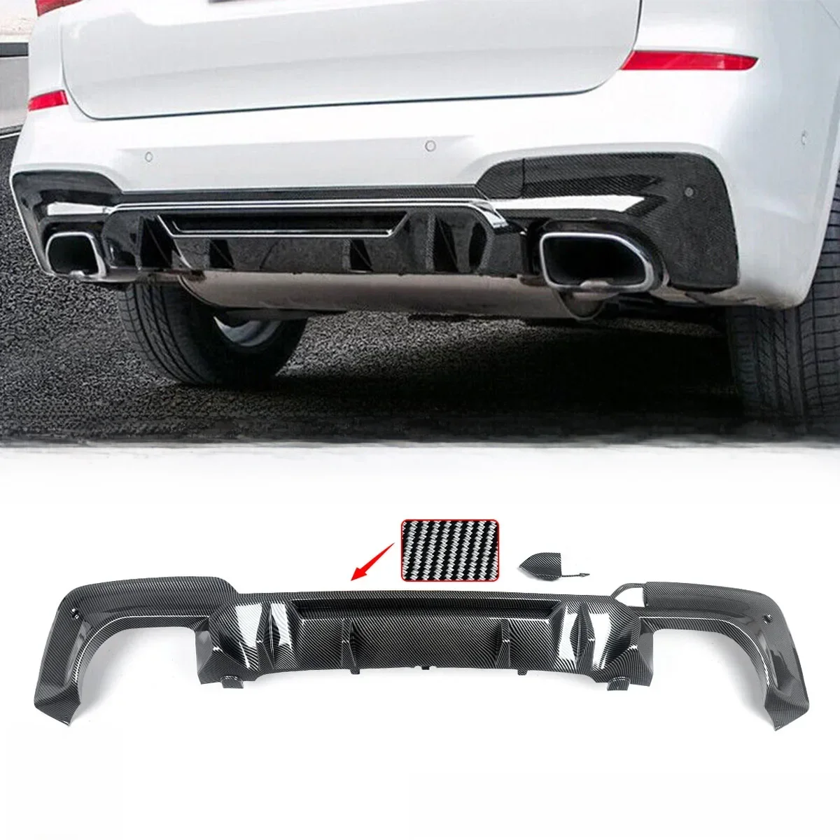 Voor 2018-2021 BMW X3 G01 M40i PRESTATIES ABS Diffuser Achter Carbon Look Achter Lip - afbeelding 2