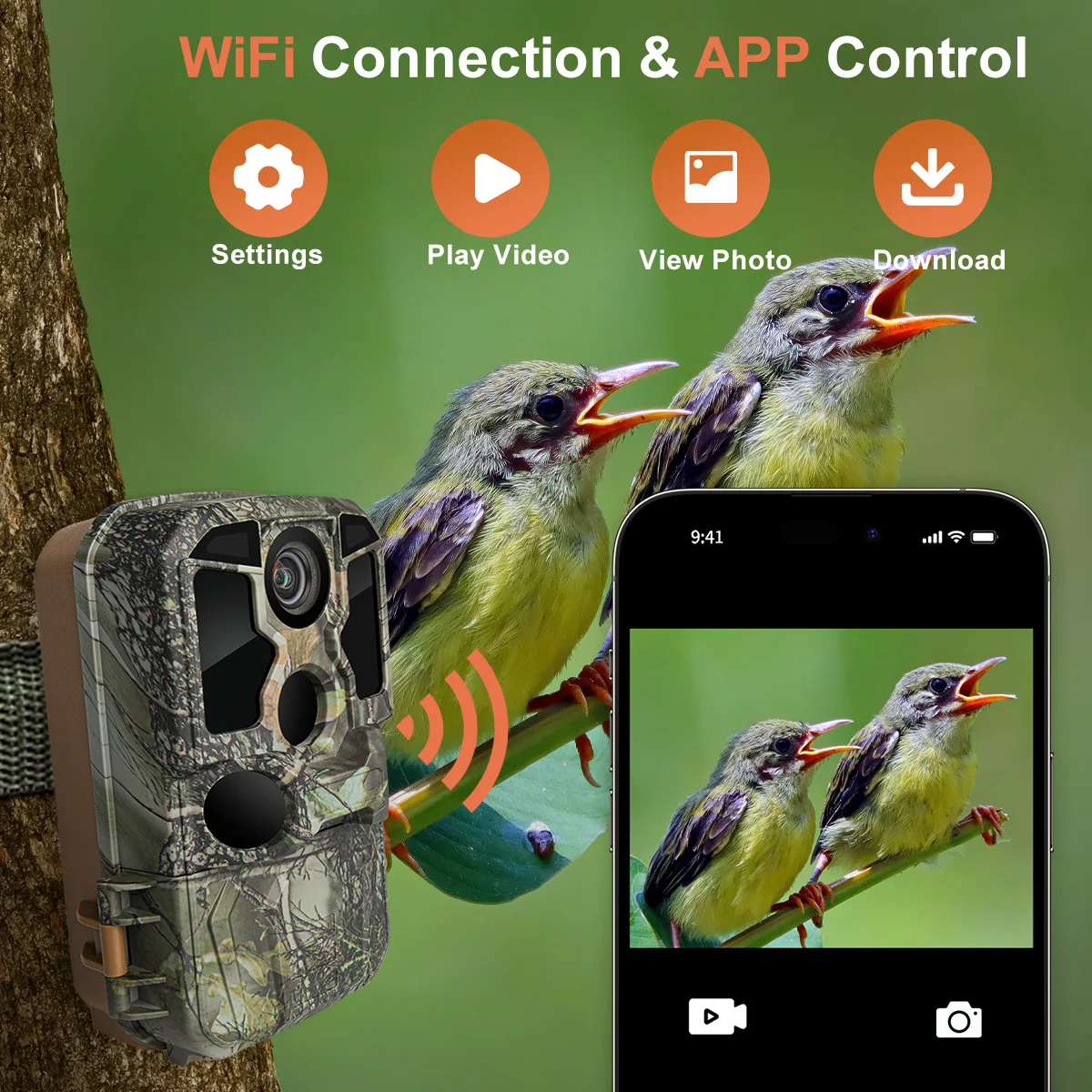 Trail Camera WiFi 4K 48MP Infrared Night Vision 0.05s Motion Activated Trigger Wildlife Photo Traps IP67 Waterproof Wild Camera