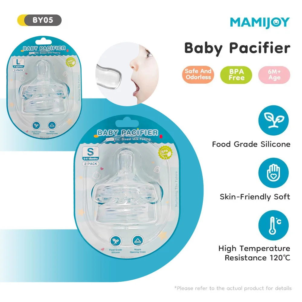 

Соска-пустышка MAMIJOY для новорожденных, круглая, с перекрестным отверстием, из пищевого силикона, для детей 0-6 месяцев, без BPA, BY05