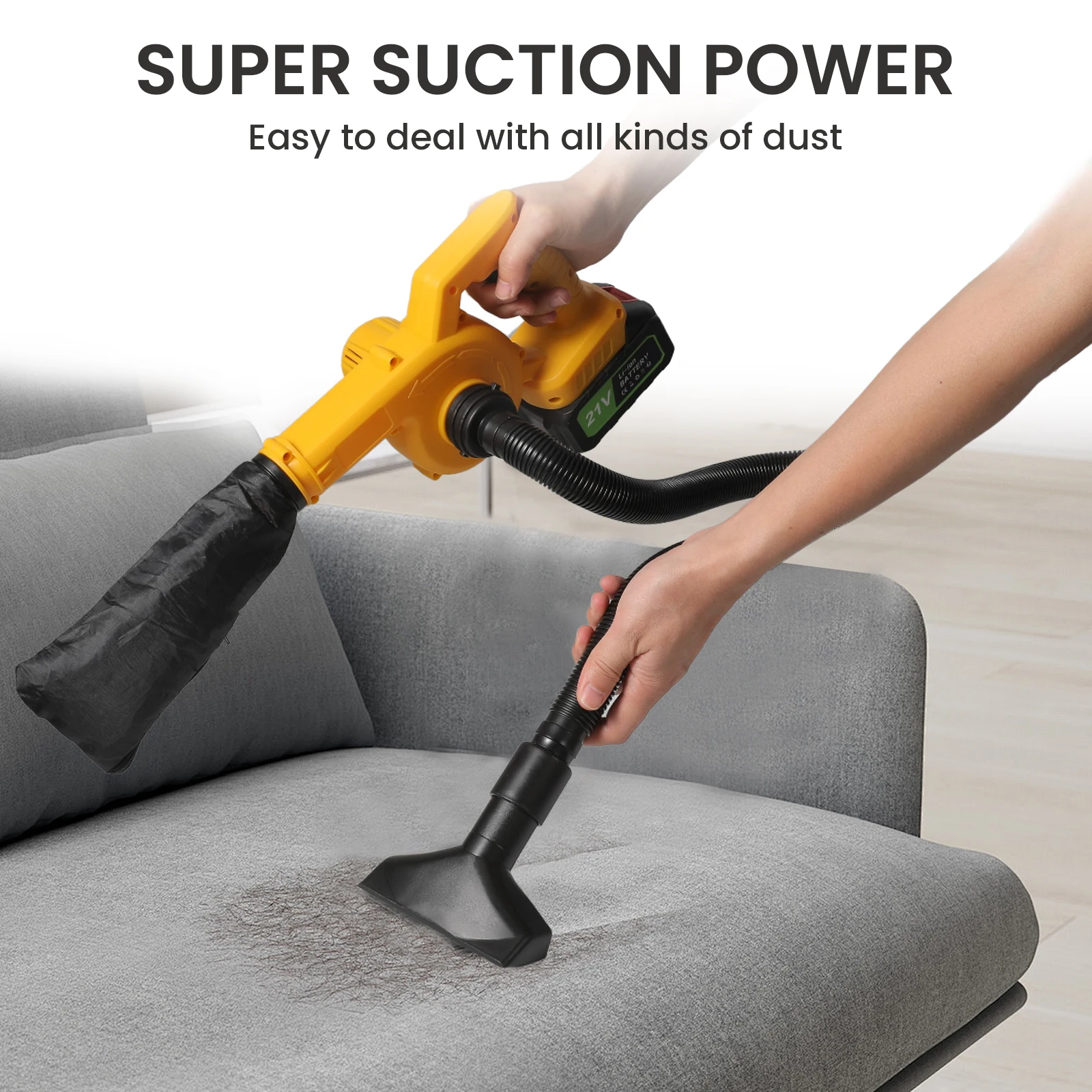 منفاخ أوراق الشجر الصناعية 550 وات 23000 دورة في الدقيقة، منفاخ/فراغ قوي محمول باليد مع بطارية قابلة لإعادة الشحن للأماكن الخارجية