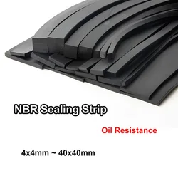 1Meter Solid NBR Nitrile Rubber Seal Strip Oil Resistance Nitrile Rubber Square Strip 4x4mm~40x40mm NBR Sealing Strip