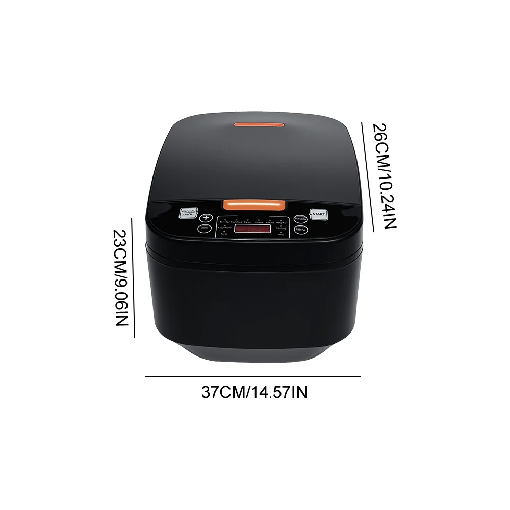 وعاء طبخ أرز كهربائي 5 لتر متعدد الوظائف مع وعاء داخلي غير لاصق بالبخار 1000 وات 24 ساعة، شاشة LCD دافئة للمطبخ المنزلي #6