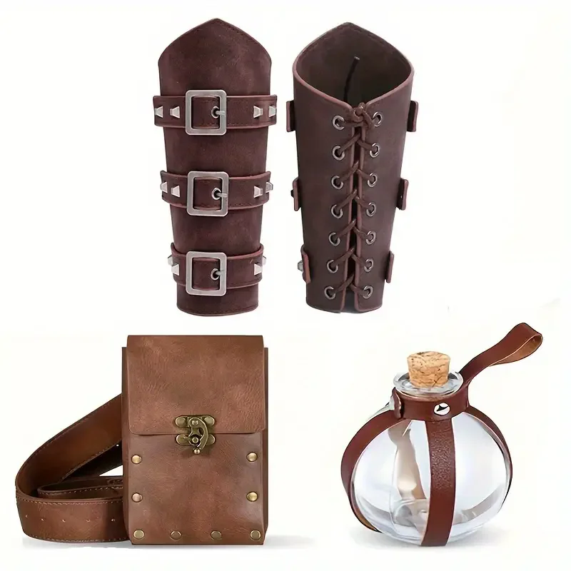 Cinturón de cintura de caballeros medievales para hombres, bolsa de botella de agua de poción renacentista Retro, accesorio de Cosplay, cinturón de disfraz de pirata de Halloween