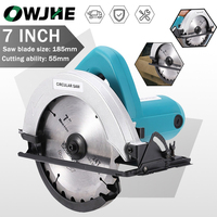OWJHE 7Inch 1500W Electric Circular Saw 0-45° Adjustbale Woodworking Garden Electric Chain Saw Cutting Tool 220V
