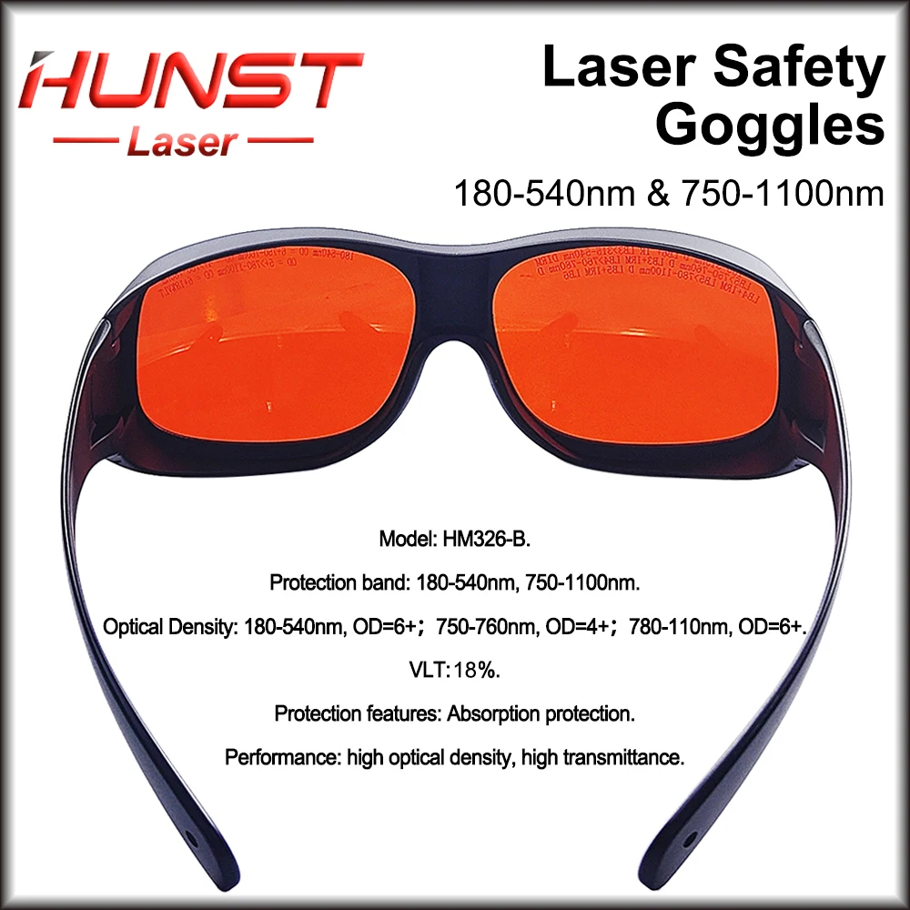 Imagem -05 - Hunst 355 & 532nm & 1064nm Óculos de Proteção Óculos de Proteção do Laser Proteção para Fibra e uv & Verde Óculos de Segurança do Laser.