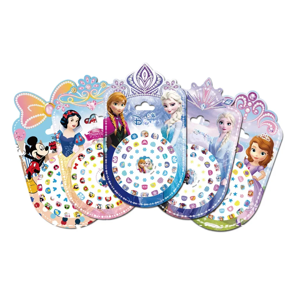 Autocollants pour ongles, dessin animé Disney, princesse la reine des neiges, blanche-neige, maquillage, Minnie Mickey, point de sirène, jouet aléatoire, 1 pièce