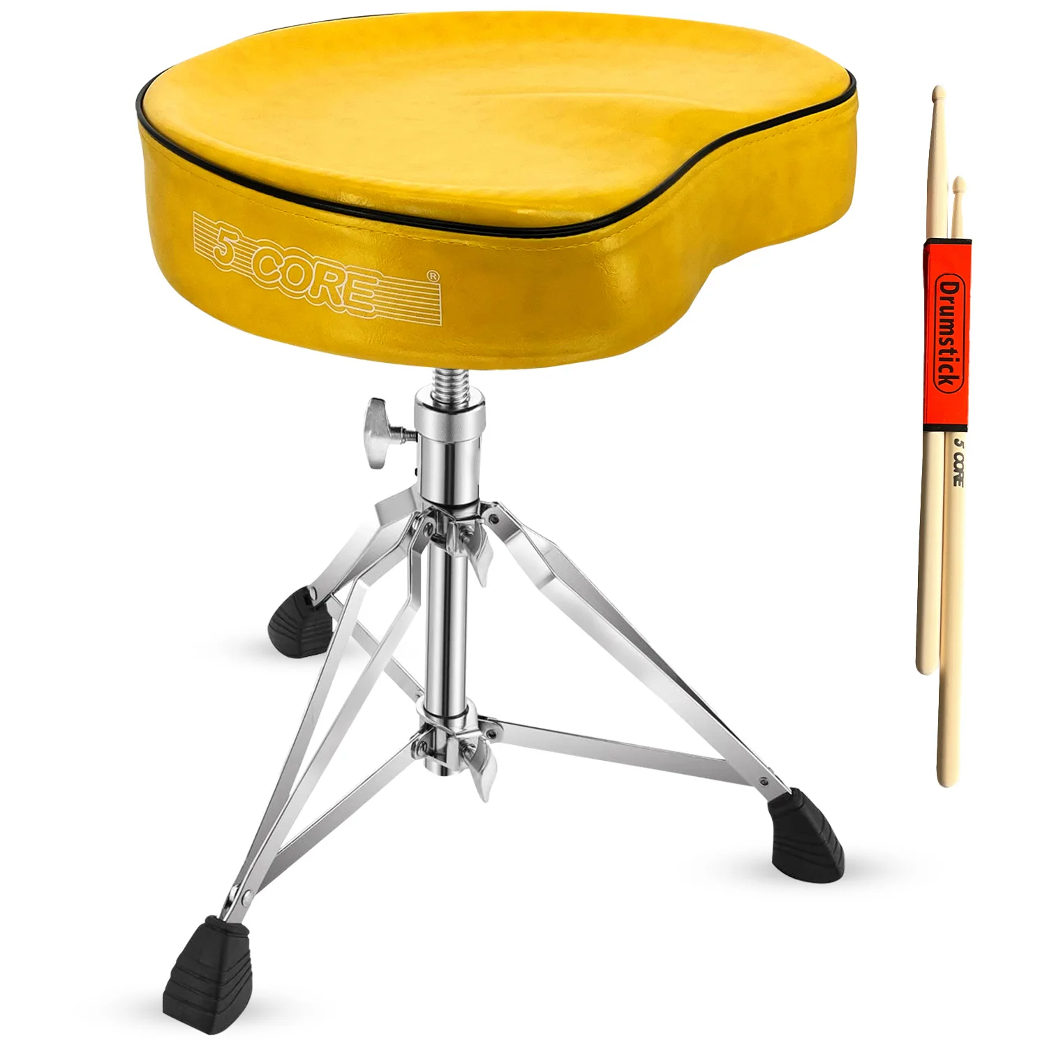 

5 Core Drum Throne Padded Guitar Stool Saddle Drummer Seat for Adults & Kids DS CH YLW SDL HD