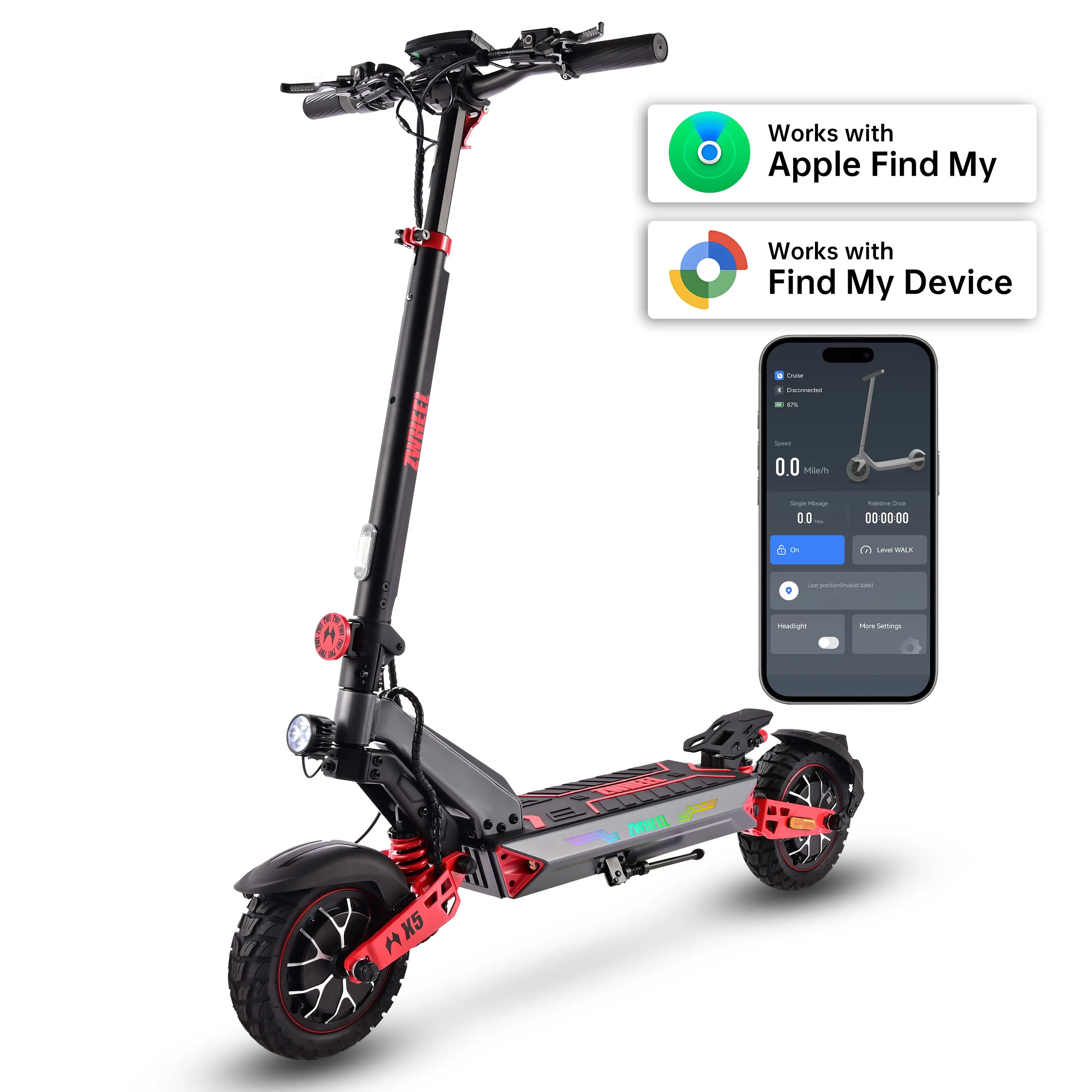 

D3 2400W Dual Motor Electric Scooter for Adults 48V20Ah Battery 39Mph Max Speed 50Miles 10''All-Terrain Off-Road Tire Escooter