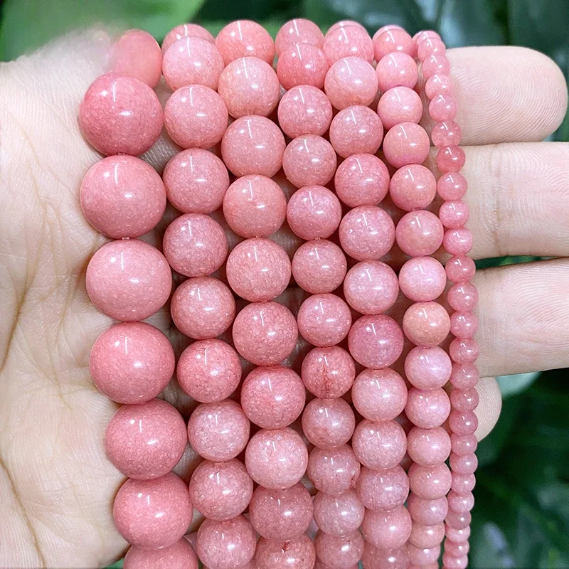 4/6/8/10/12mm naturalny jasnoróżowy różany chalcedon okrągłe koraliki Diy bransoletka akcesoria naszyjnikowe do tworzenia biżuterii 15 "Strand — zdjęcie 2