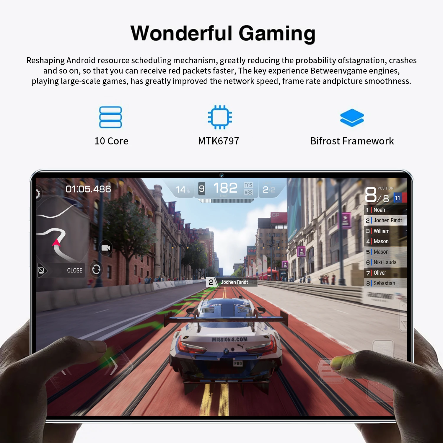 Tablet Android com Wi-Fi e rede Bluetooth, 16GB de RAM, 1TB ROM, 16MP, 32MP, 10.1 in, 8800mAh, 10Core, 12.0, Brand New, 2024