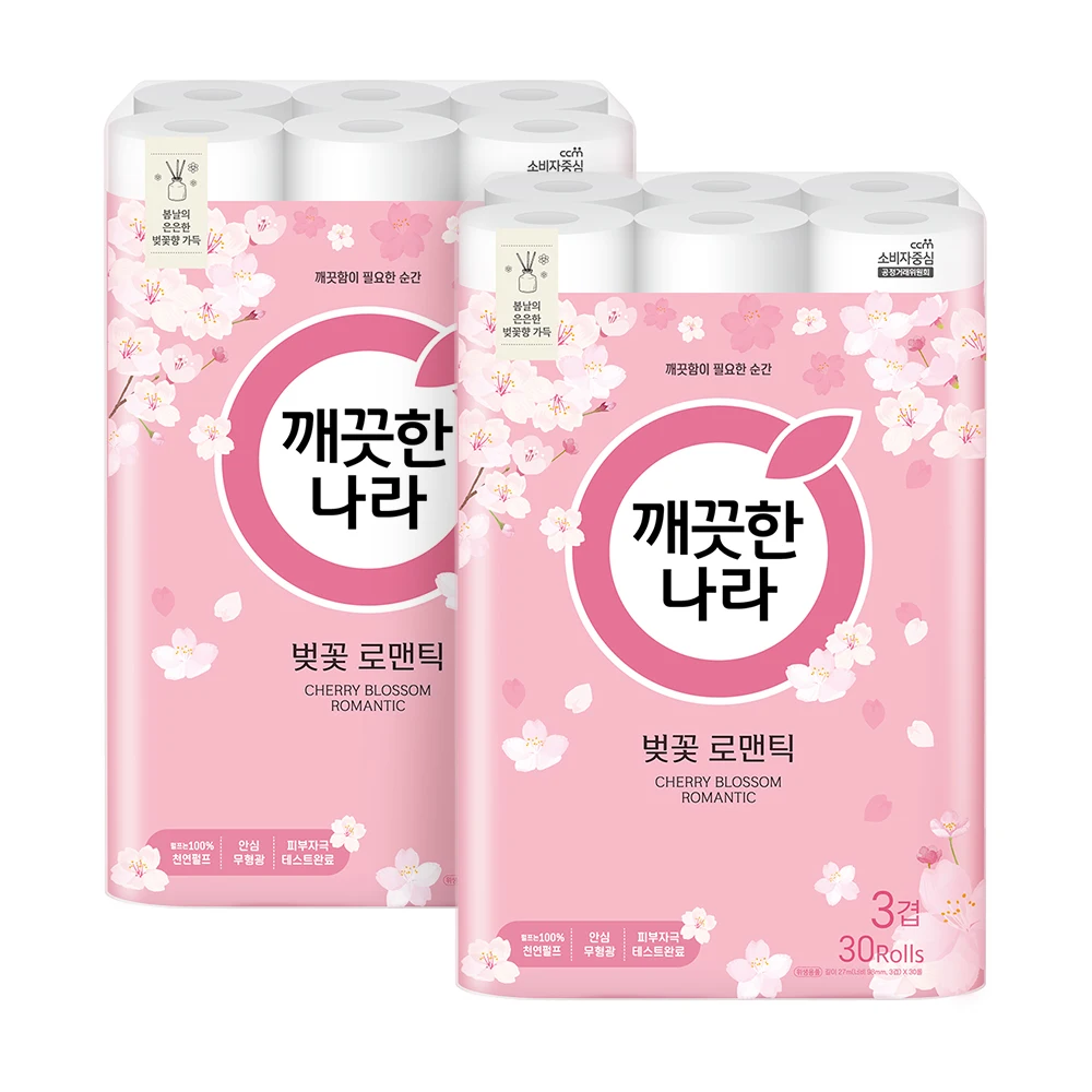 Clean country herb garden Cherry romantic premium toilet 27m 30 Roll 2 pack