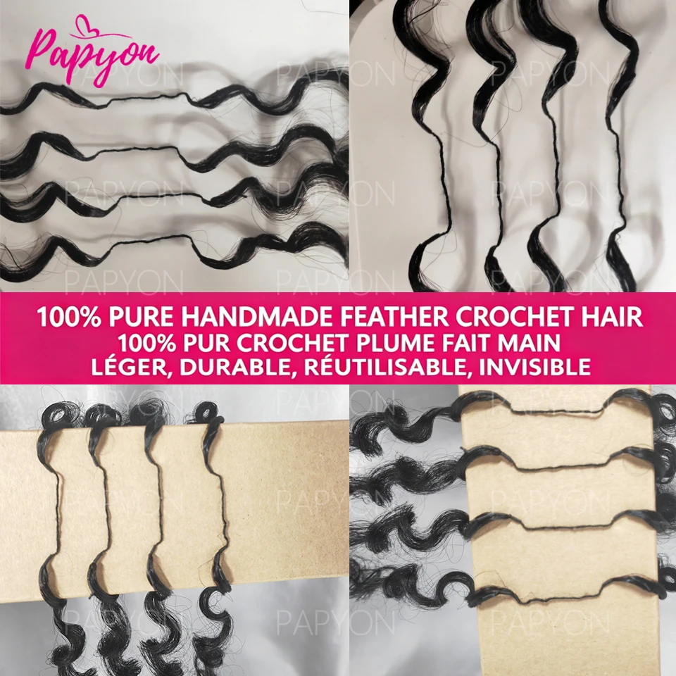 Extensión de cabello humano rizado birmano para crochet, onda de agua brasileña, tejido pre-separado sin nudos, pluma, extensiones para crochet 3