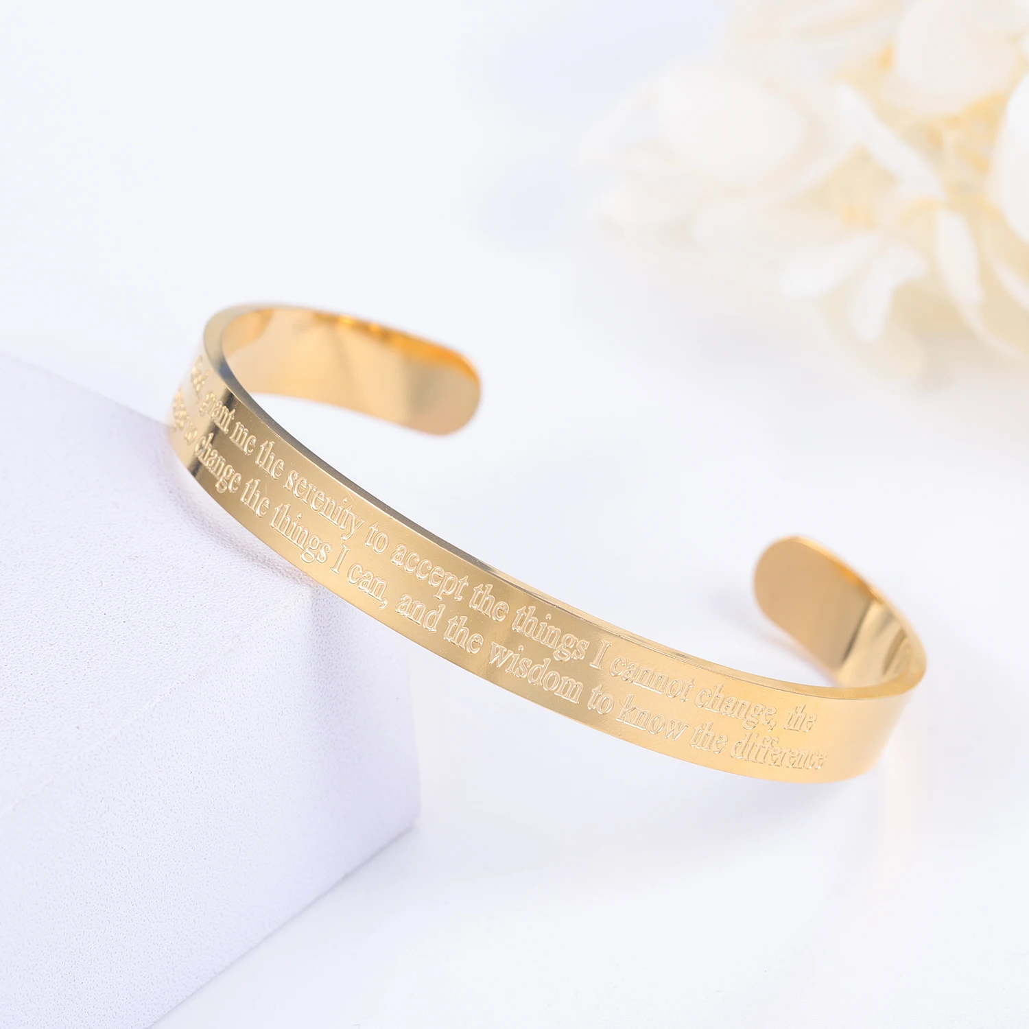 

Custom Text Bangles Unique Jewelry for Couples Personalized Message Bracelets Stainless Steel Open Bangles Gift for Him & Her