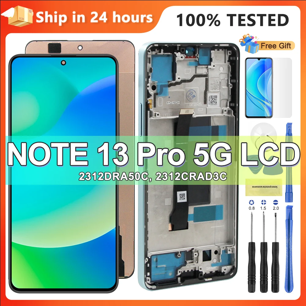 AMOLED for Xiaomi Redmi Note 13 Pro 5G Lcd Display Touch Screen Digitizer Assembly for Xiaomi poco x6 2312DRA50C 2312CRAD3C