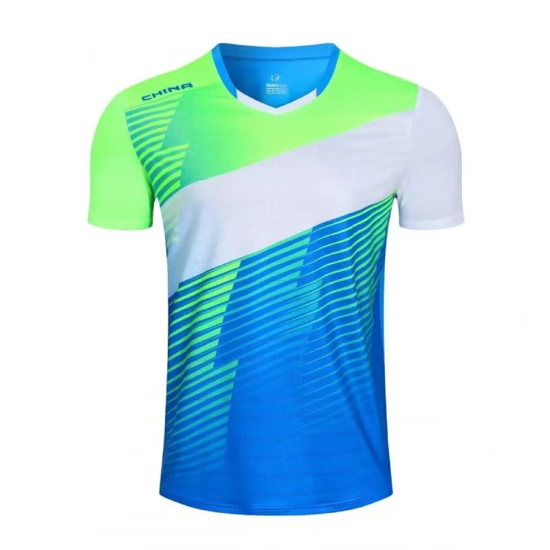 Camiseta de tenis de seda de malla de hielo para hombres y mujeres, camiseta de Bádminton de manga corta con cuello en V, Jersey de pimpón de entrenamiento, Sportwears de secado rápido, 2024