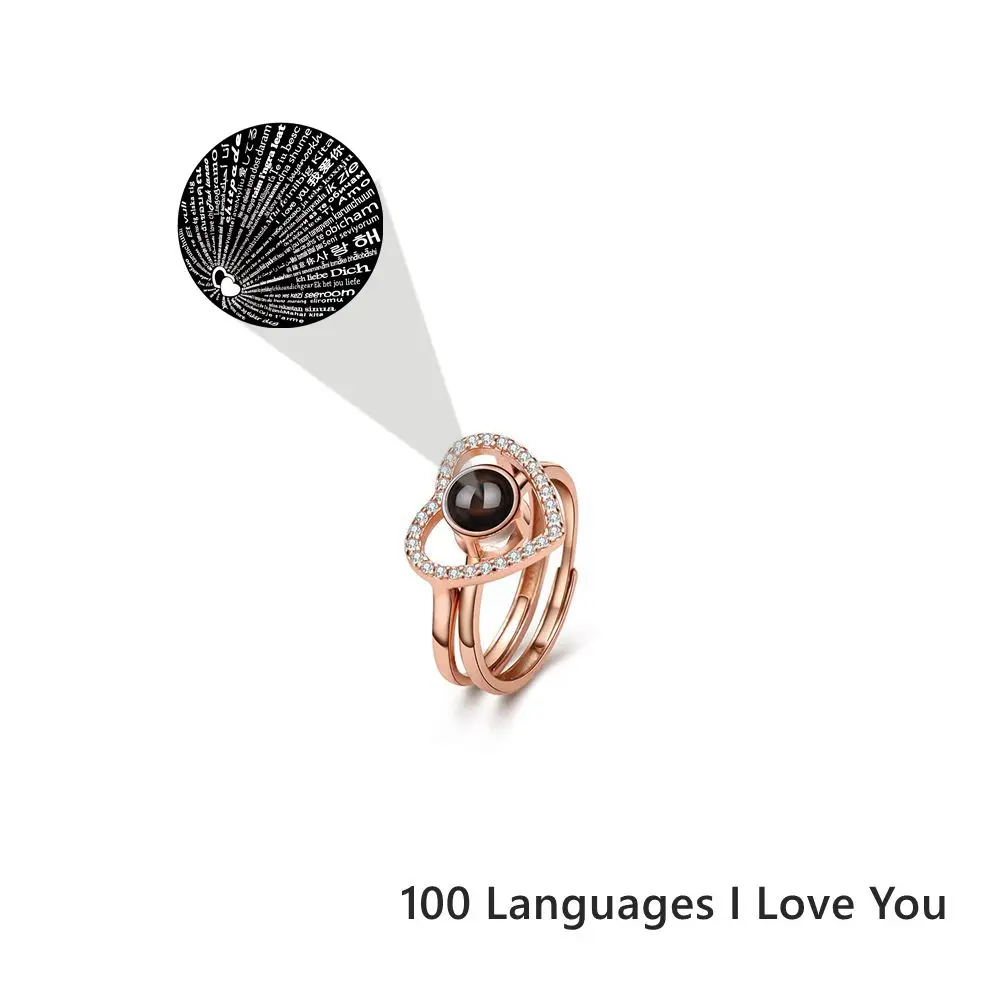 Custom Photo Rings Projection Photo 925 Sterling Silver Heart Pendent Rings for Women Men Simple Finger Fashion Couple Gift