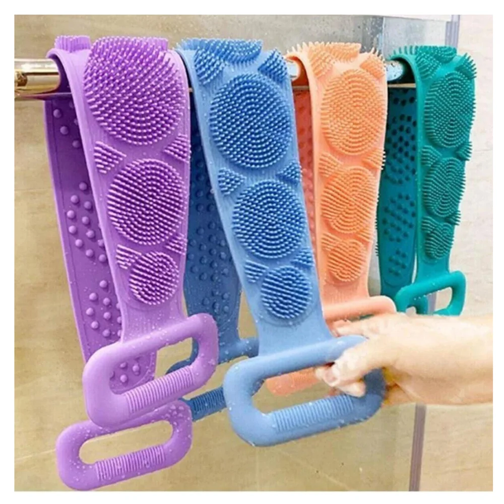 Double Sided Bath Washcloth Silicon Massage Soft Shower Wash Long Lasting Ready Pouch Bath Skin Care Colorful Easy To Use Ergon