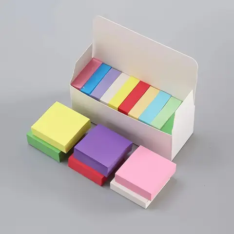 11 Mixed Color Self-adhesive Sticky Notes, Mini Portable, Square Notebook, Suitable for Students and Office Use