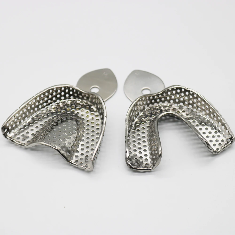 2pcs/set Dental Impression Tray Upper and Lower Stainless Steel Teeth Hold Autoclavable Teeth Tray Dental Materials Dental Labor