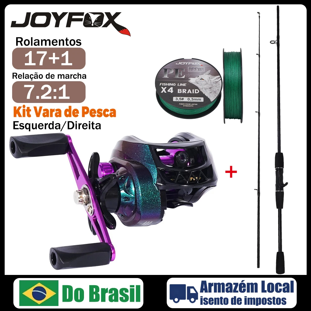 Joyfox Conjunto Vara de Pesca com Carretilha de Pesca Carretel 7.2:1 17+1 Rolamentos Kit Molinete kits De Pesca Completos