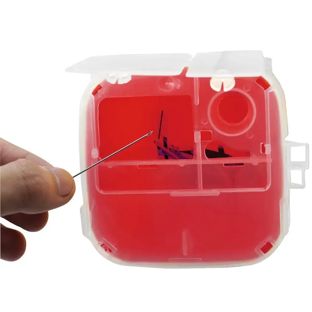 Sharp Container to Disposal Needles Biohazard Multiple-Use Needle Disposable Puncture Resistant Waste Bin 1 Litre Red