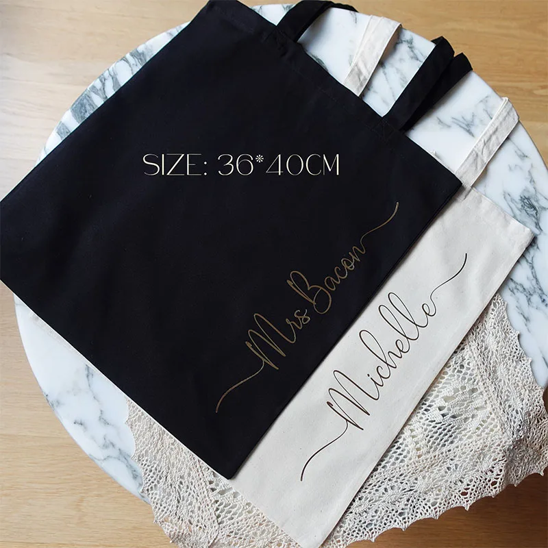 Personalized Tote Bag Custom Cotton Tote Bag Bridesmaid Gift Women Canvas Shopping Bag Wedding Gifts Bachelorette Party Favors