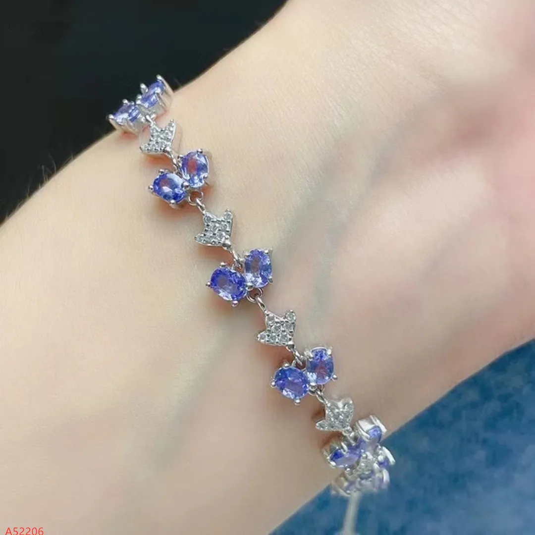 

Fine Jewelry 925 Sterling Silver Natural Tanzanite Gemstone Bracelet for Women Marry Got Engaged Party Girl Gift Commemorate New