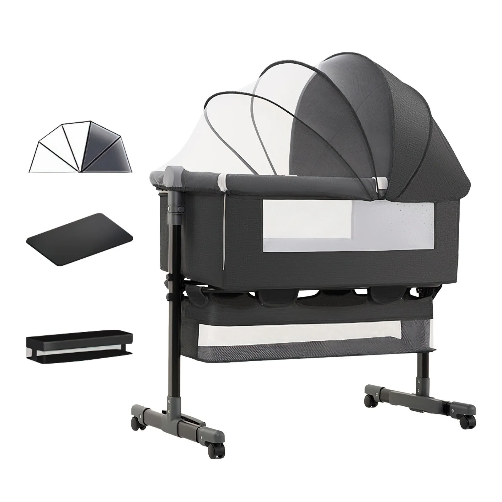 Kinder bett mit Moskito netz große Aufbewahrung tasche Wickel bett höhen verstellbare Reise tragbare Krippe Neugeborene Jungen & Mädchen