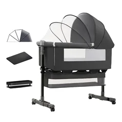 Kinder bett mit Moskito netz große Aufbewahrung tasche Wickel bett höhen verstellbare Reise tragbare Krippe Neugeborene Jungen & Mädchen