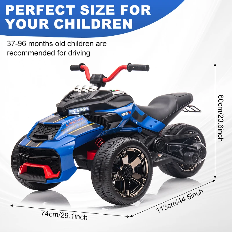 1pc 12V Bambini Giro All'aperto sul Veicolo 3 Ruote ATV Giro su Auto Giocattolo Alimentato A Batteria Veicolo Elettrico Moto per Regali Giocattoli