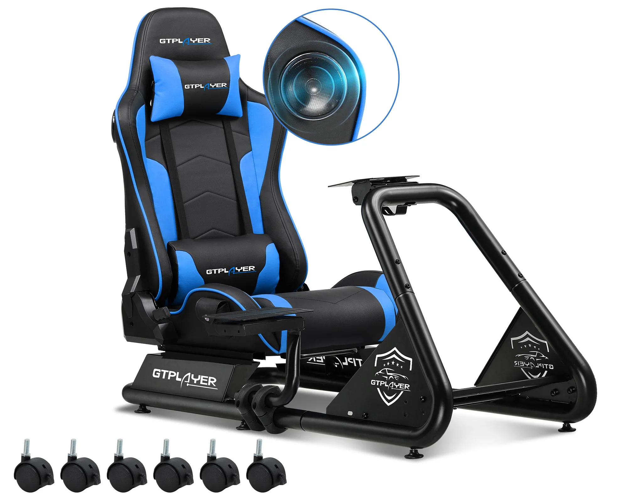 GTPLAYER Racing Simulator Cockpit with Seat, Sim Racing Cockpit Multi-function Adjustable Gaming Wheel Stand for G25 G27 G29 image 3