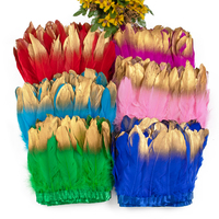1M 2M Dyed Golden Goose Feather Trims for DIY Craft Party Wedding Dress Carnival Ribbon Clothes Decor Plumas Accessories 15-20cm