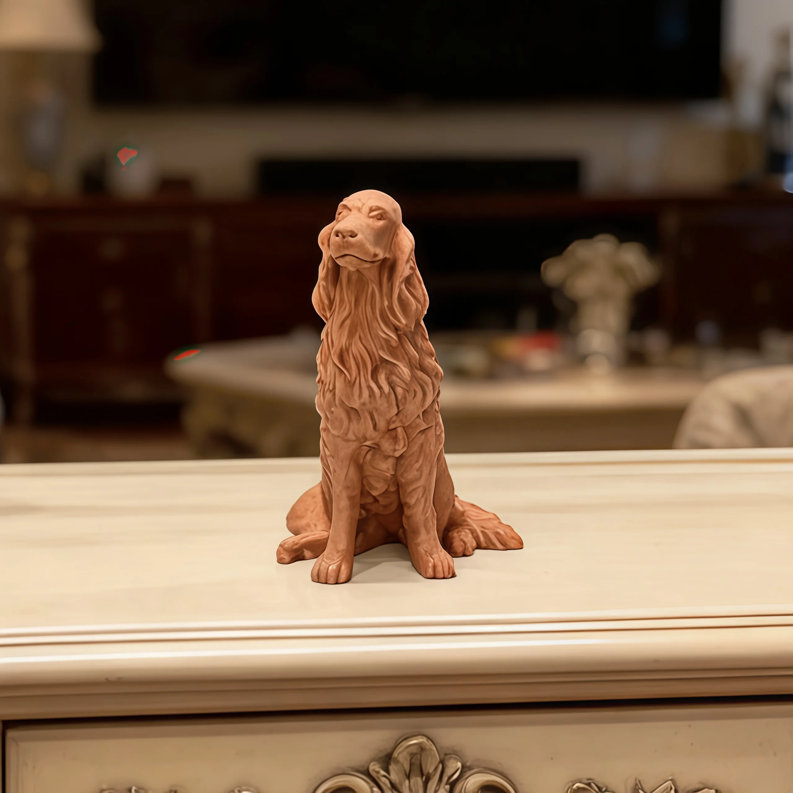 British Setter Dog Figurine, Elegant Sitting Spaniel Statue for Home Decor, Pet Lover Gift for Office, Living Room, Bedroom