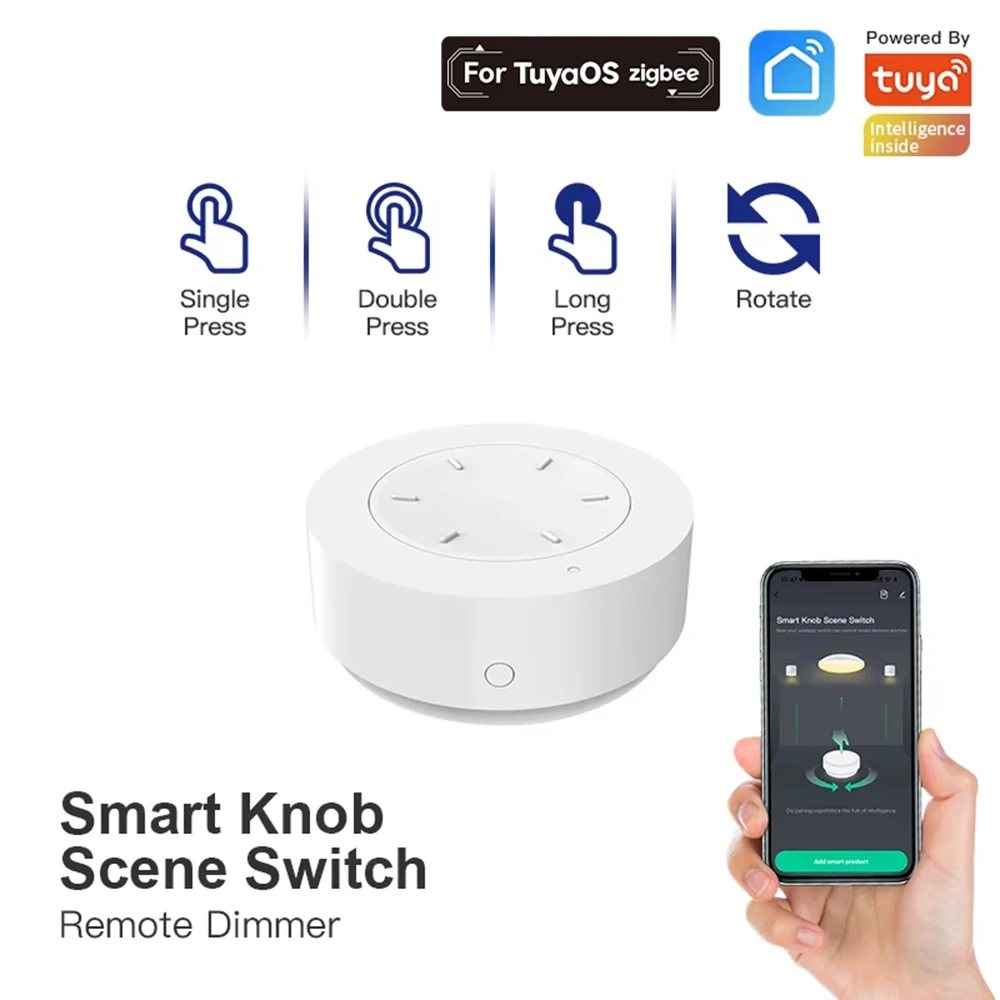 

Tuya ZigBee Smart Knob Scene Switch Wirelessly Controls Lights Curtains And Switches Via The Tuya Smart app
