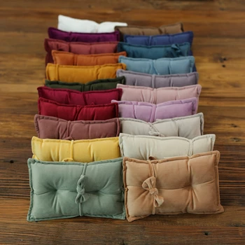 Newborn Photography Props Velvet Bowknot Baby Posing Pillow Set With Headband Fabric Studio Shooting Accessories
