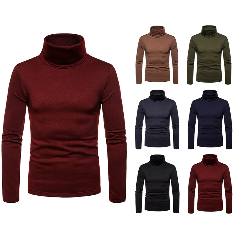 2022 new turtleneck for men slim elastic thin pullover men Spring Autumn knitting turtleneck men brand Men's high neck sweater