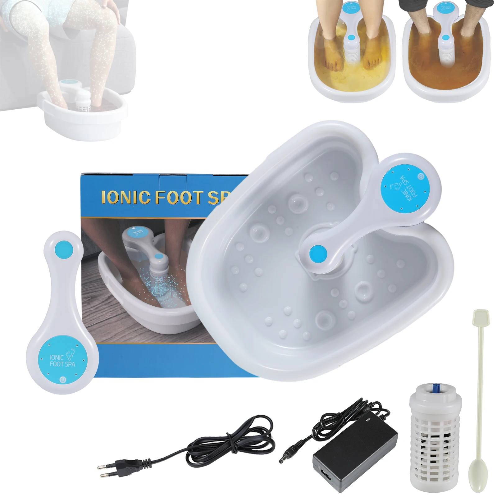 Appareil de massage des pieds ionique détoxifiant Bromose avec bassin, spa électrique pour les pieds, masseur de bain de pieds, nettoyage des tissus profonds, vibrations vibrantes, éléments de soin