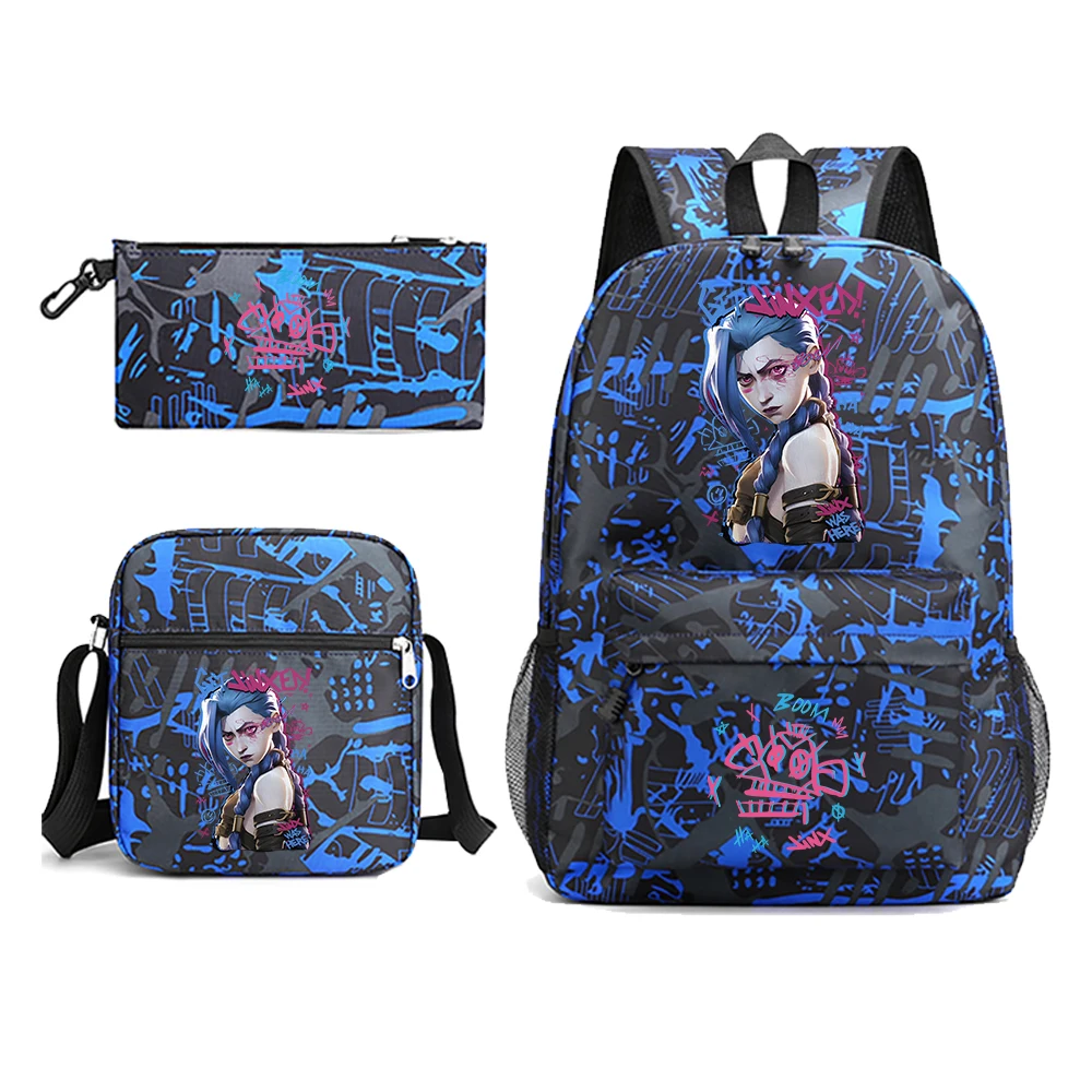 Hot Anime Arcane-Jinx Backpack Boys Girls Teenagers Laptop Mochilas Shoulder Bags School Bags