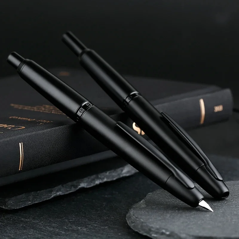 MAJOHN A1 Capless Press pióro wieczne chowane bardzo cienkie stalówka 0.4mm Metal matowy czarny z klipsem/bez klipsa konwerter do pisania — zdjęcie produktu 7