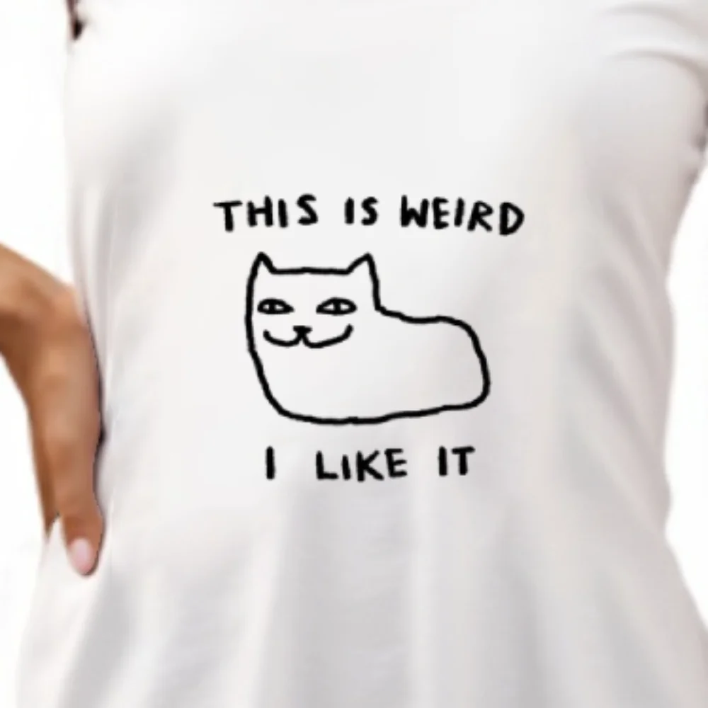 Weird Cat Summer Tank Top THIS IS WEIRD I LIKE IT Cat Graphic Print Casual Loose Sleeveless Cute Lovely Comfortable Wear