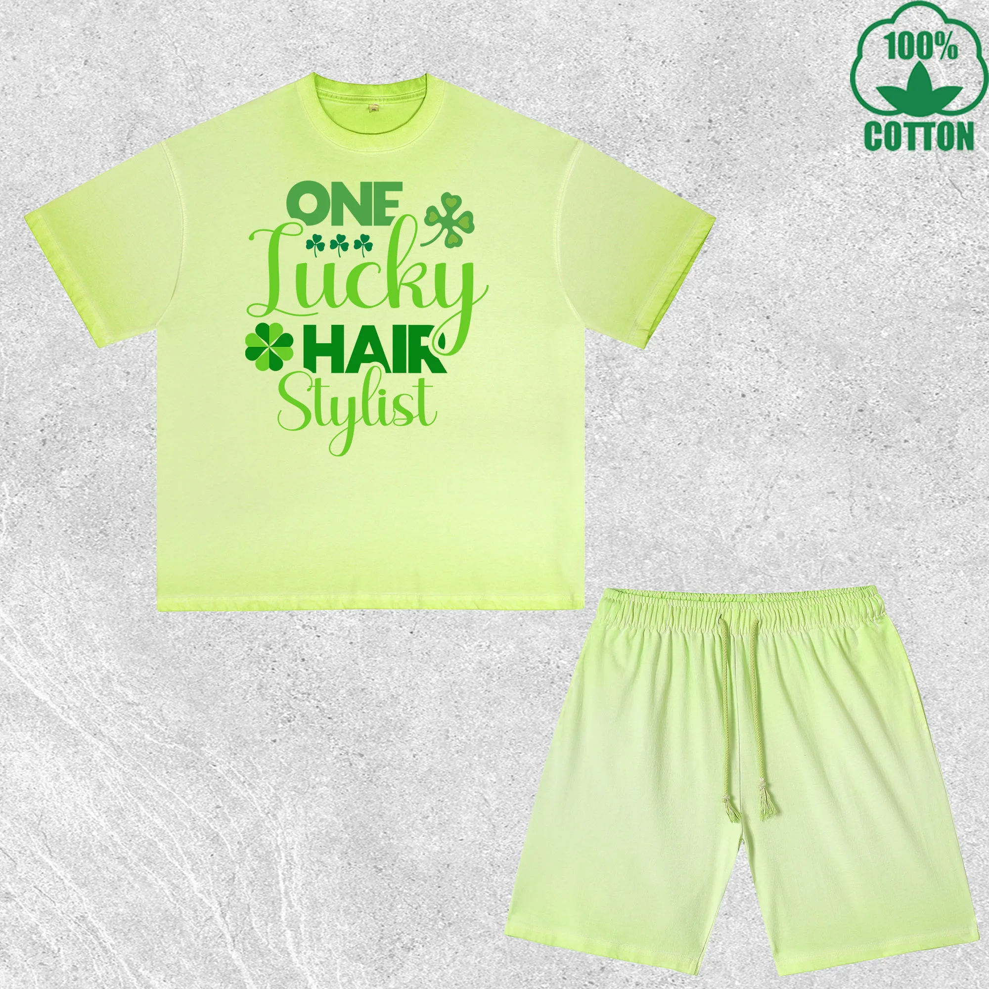 

Комплект из футболки и шорт Lucky Hair Stylist с принтом, разноцветный, свободный крой, модный, 100% хлопок, выгодный набор