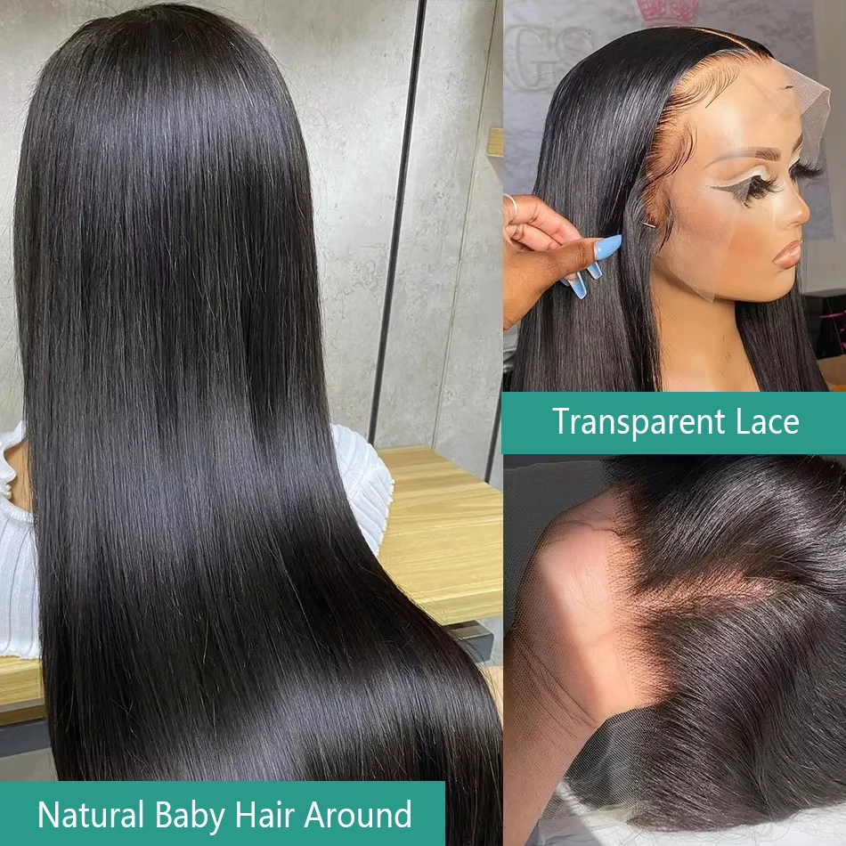 220% 13x6 HD 30 40 Inch Bone Straight 13x4 Lace Front Human Hair Wigs Transparent Lace Frontal Wig 5x5 Glueless Ready To Wear